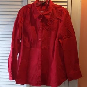 Button down with floral accent